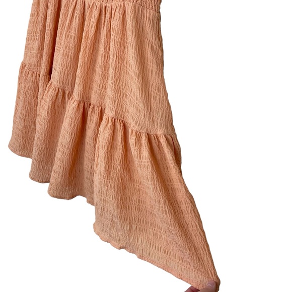 ⭐️2/$20 Lulu’s Where the Sun Goes Light Orange Smocked Tie-Strap Mini Dress - Picture 9 of 14